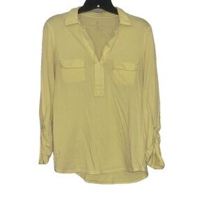new york and company yellow long sleeve blouse